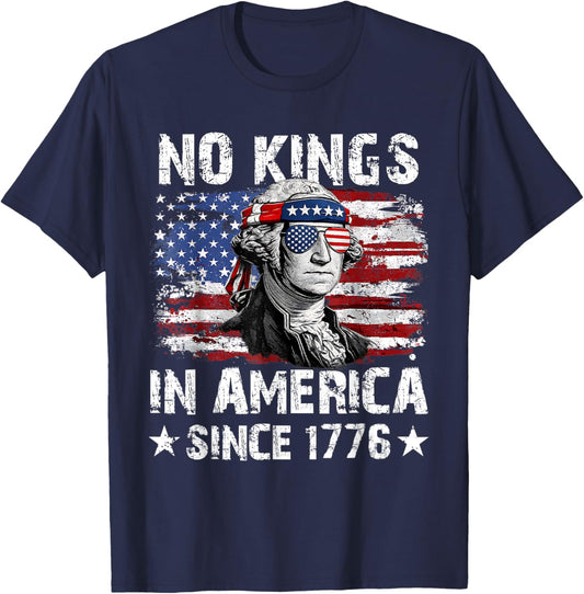 No Kings in America Since 1776 American Flag 4th July T-Shirt - T-Shirt | Navy