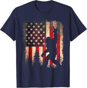 Bigfoot Sasquatch 4th July Patriotic America Flag Men Women T-Shirt - T-Shirt | Navy