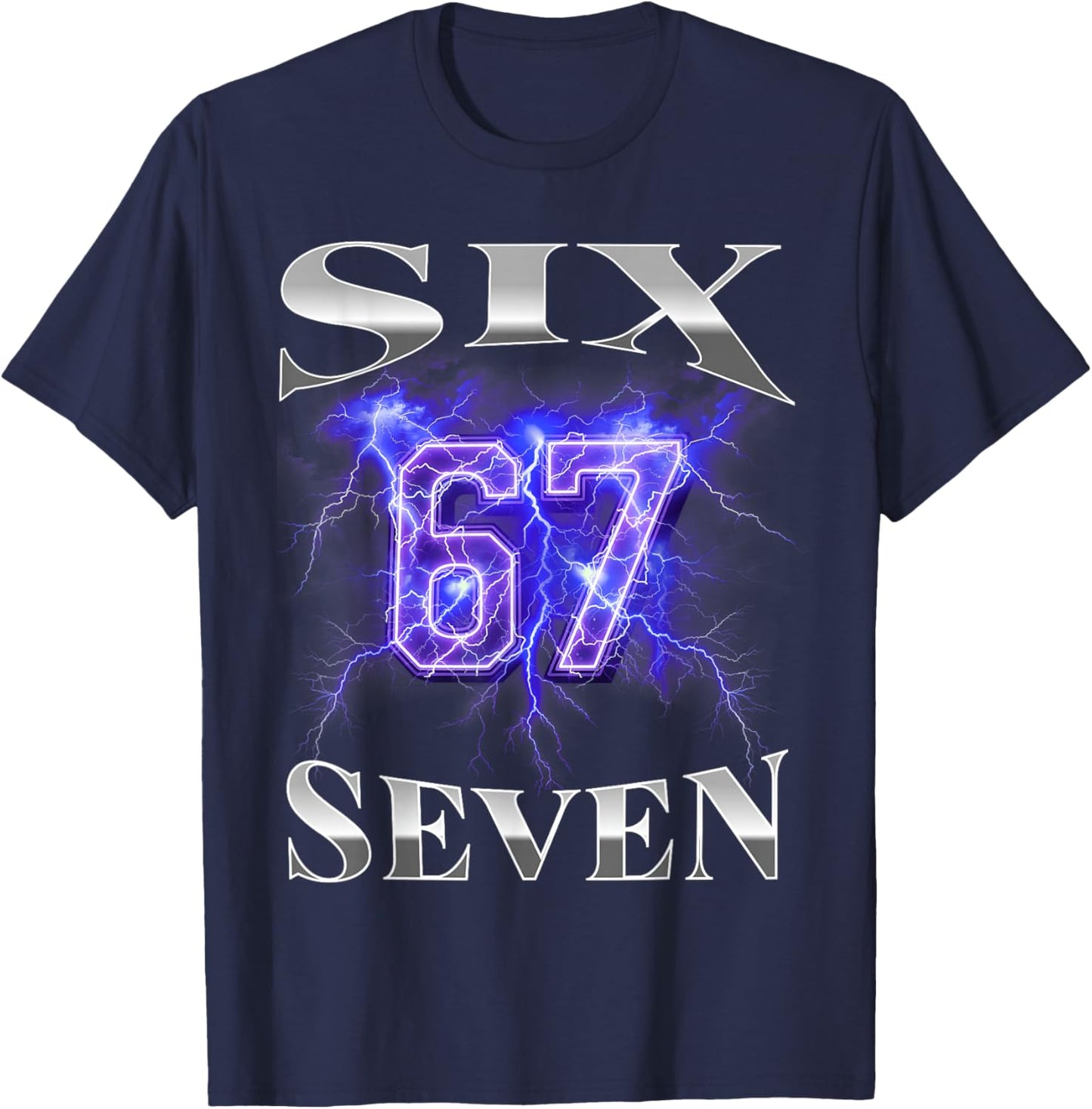 Six Seven 67 Meme Bootleg Style 90s 80s Alpha Gen Slang T-Shirt - T-Shirt | Navy