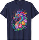 Watercolor Dragon Flowers Beautiful Art Colorful Graphic T-Shirt - T-Shirt | Navy