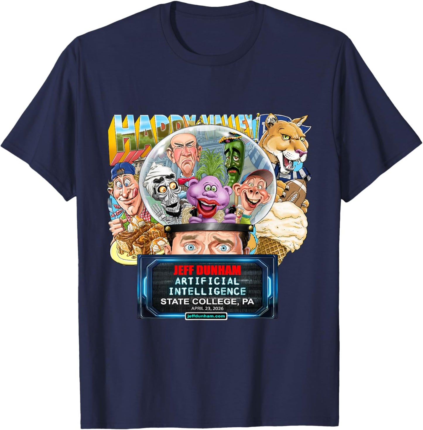 Jeff Dunham State College, PA (2026) T-Shirt - T-Shirt | Navy