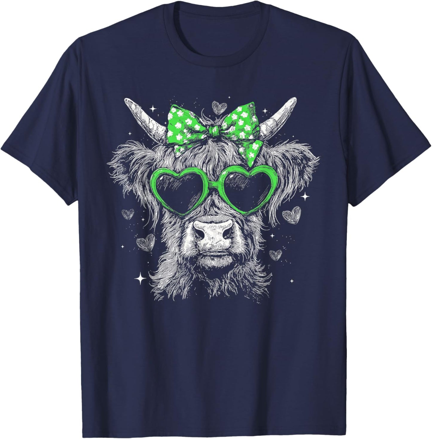 Vintage Highland Cow St. Patrick's Day T-Shirt - T-Shirt | Navy