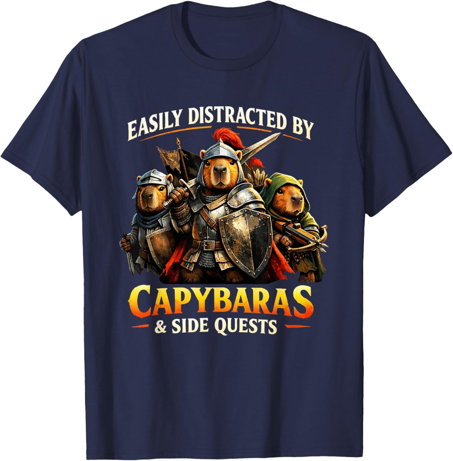 Capybaras and Side Quests Shirt Capybara Lover Men Women Kid T-Shirt - T-Shirt | Navy
