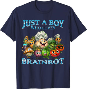 Boy Loves Italian Brainrot Funny Vegetable Weird Veggies T-Shirt - T-Shirt | Navy