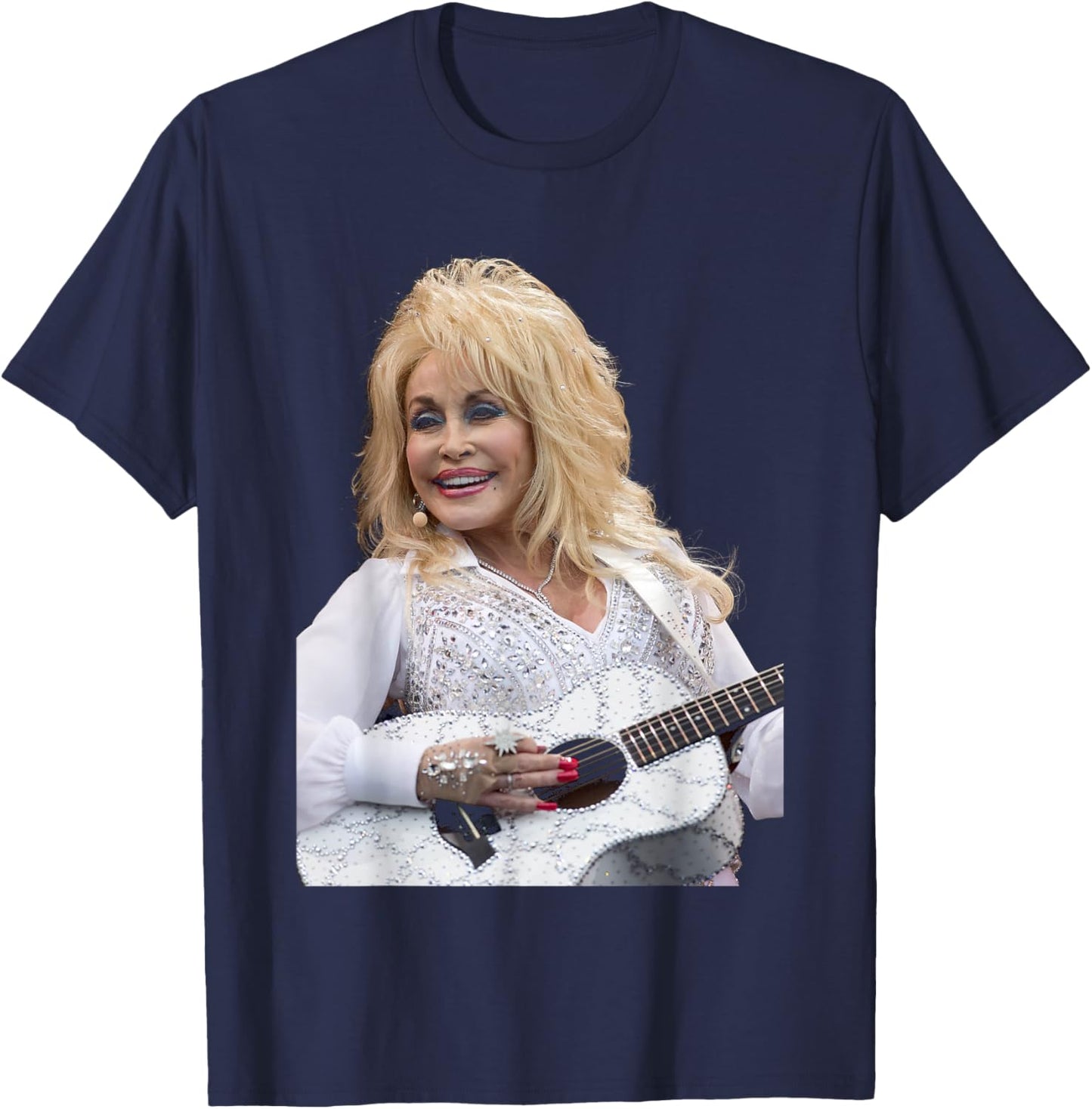Dolly Parton American Singer Live with Guitar 2014 T-Shirt - T-Shirt | Navy