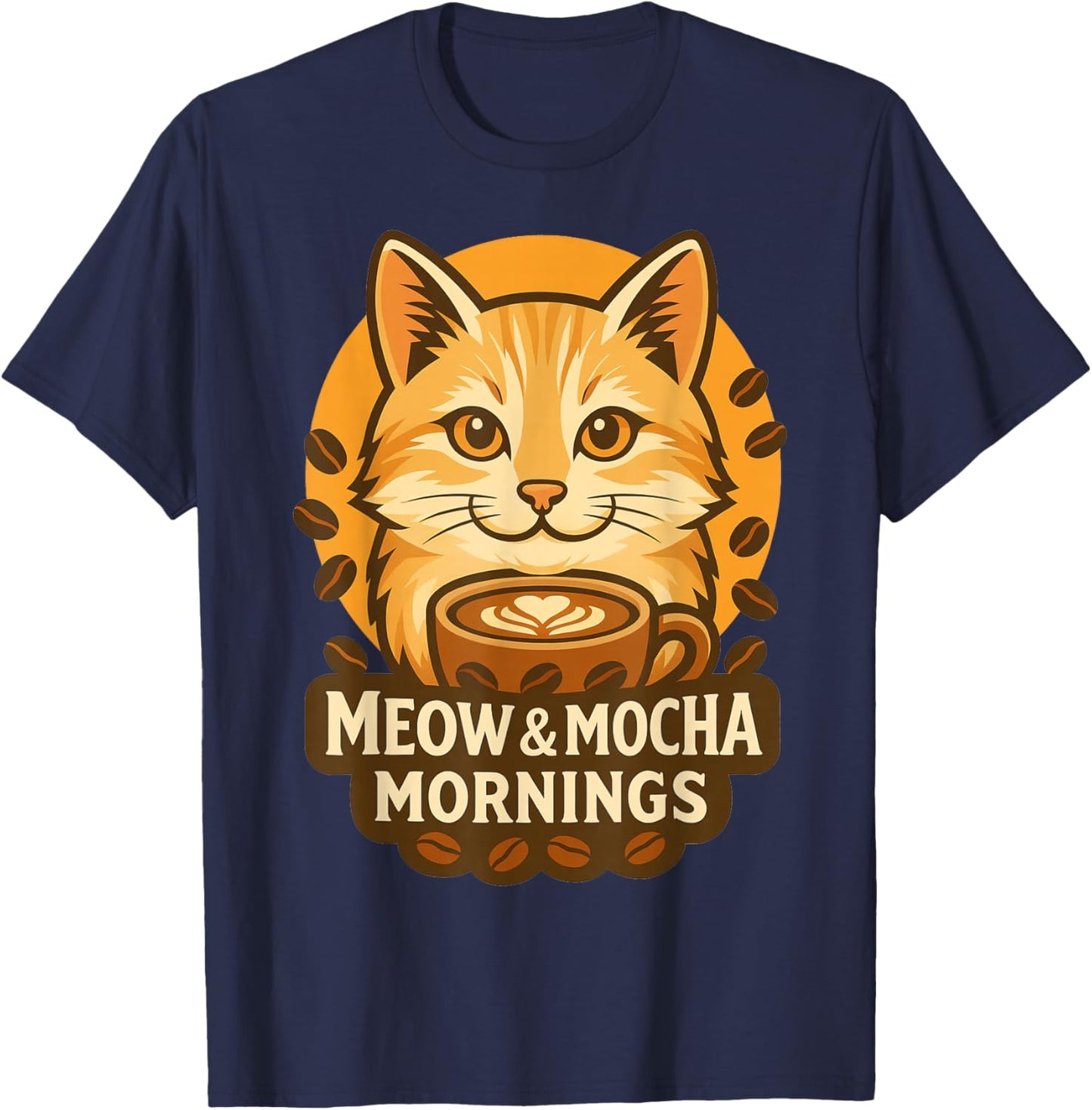 Cats and Coffee Cat T-Shirt - T-Shirt | Navy
