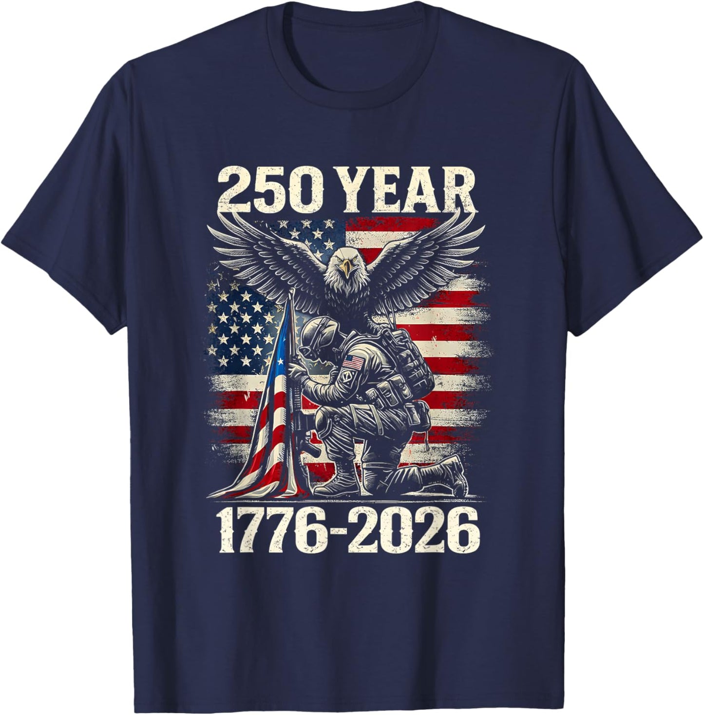 250 Years 1776 2026 250th Vintage 4th July Independence Day T-Shirt - T-Shirt | Navy