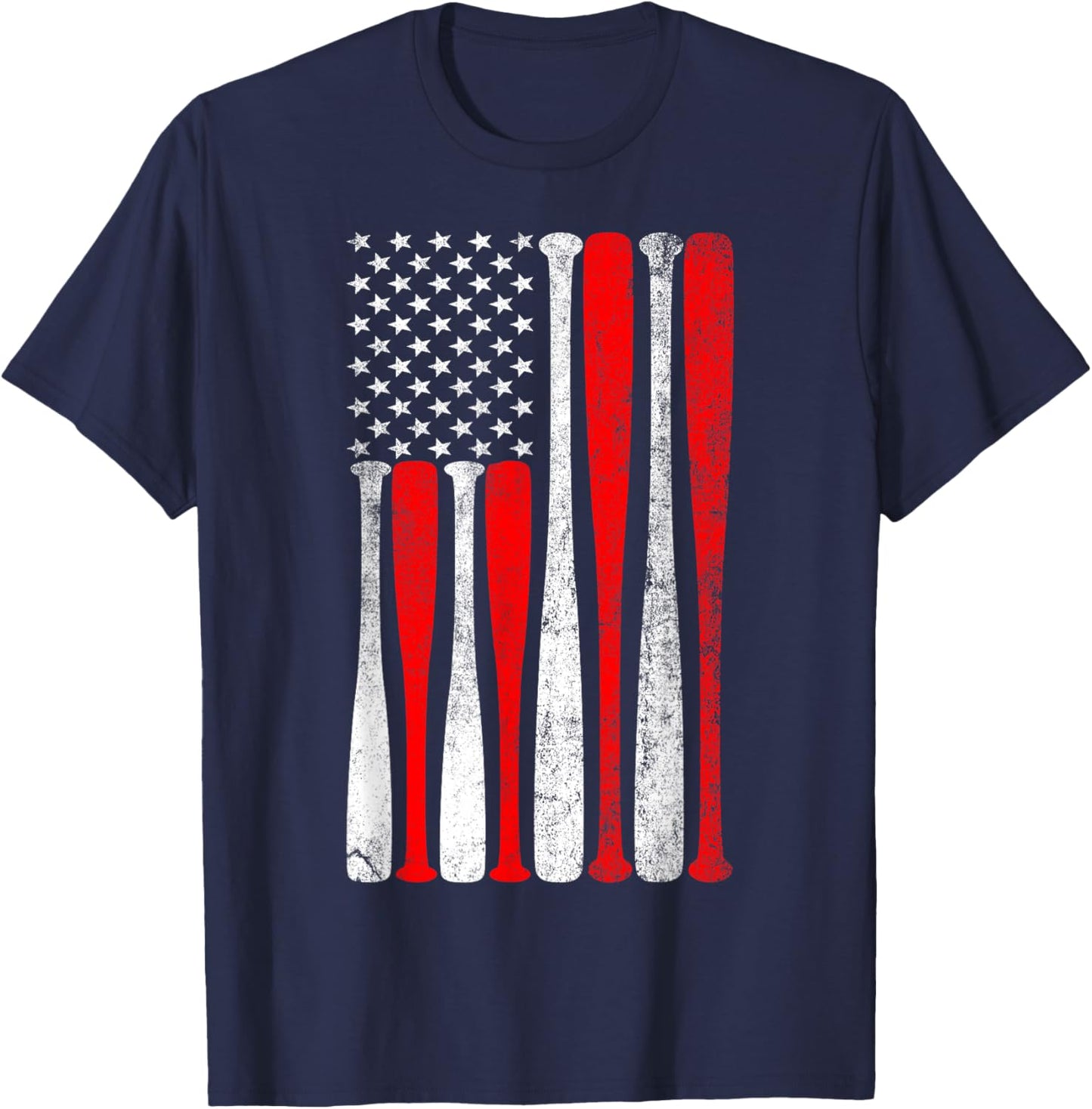 Baseball USA Flag Baseball Lover Baseball dad T-Shirt - T-Shirt | Navy