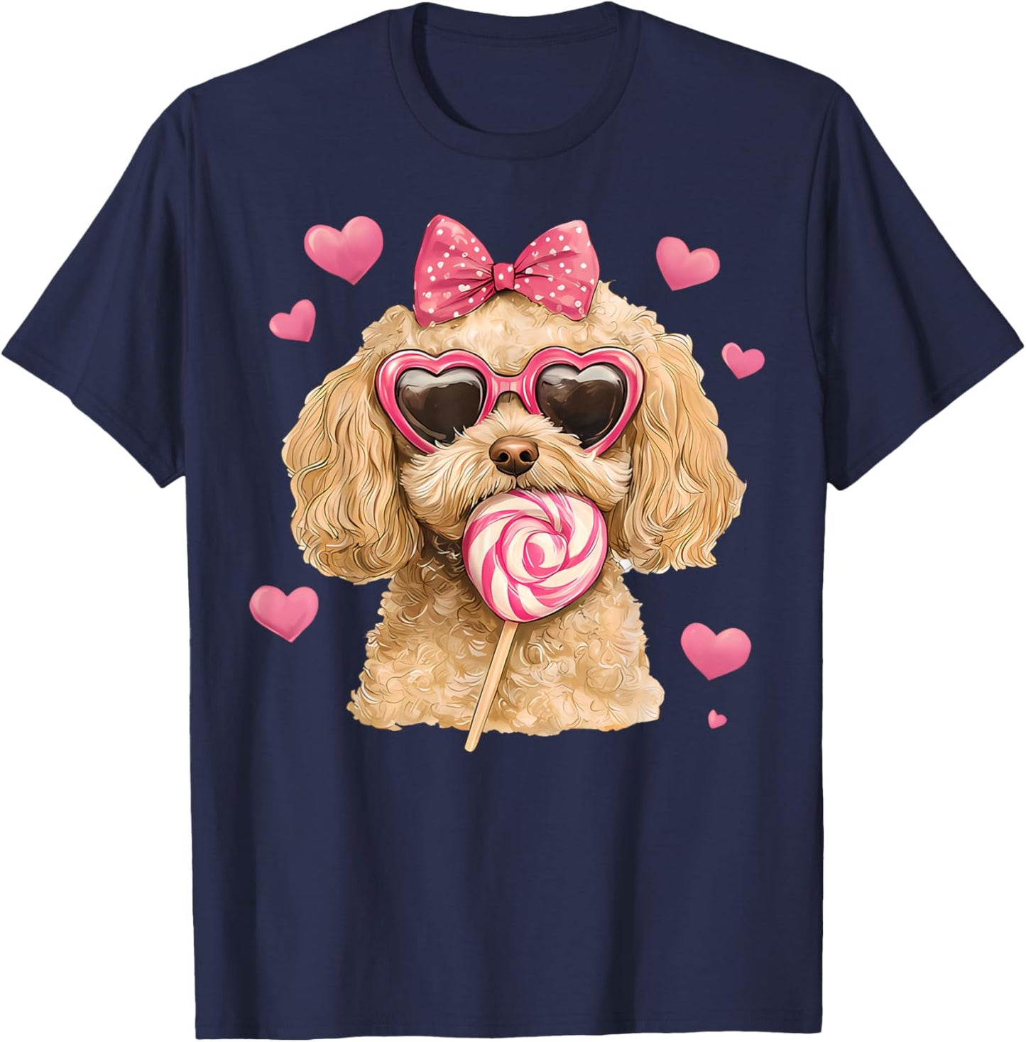 Valentine Doodle Puppy Women's Dog Lover Couple Boys Girls T-Shirt - T-Shirt | Navy