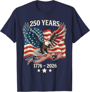 Vintage 250 Years American 1776-2026 250th Birthday USA T-Shirt - T-Shirt | Navy