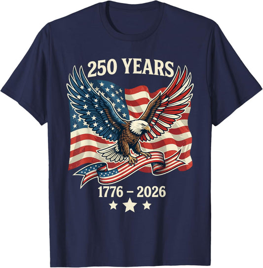Vintage 250 Years American 1776-2026 250th Birthday USA T-Shirt - T-Shirt | Navy