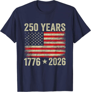 250 Years American Flag 1776-2026 250th Birthday 4th of July T-Shirt - T-Shirt | Navy