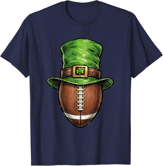 St Patricks Day Football Player Leprechaun Hat Men Boys Kids T-Shirt - T-Shirt | Navy