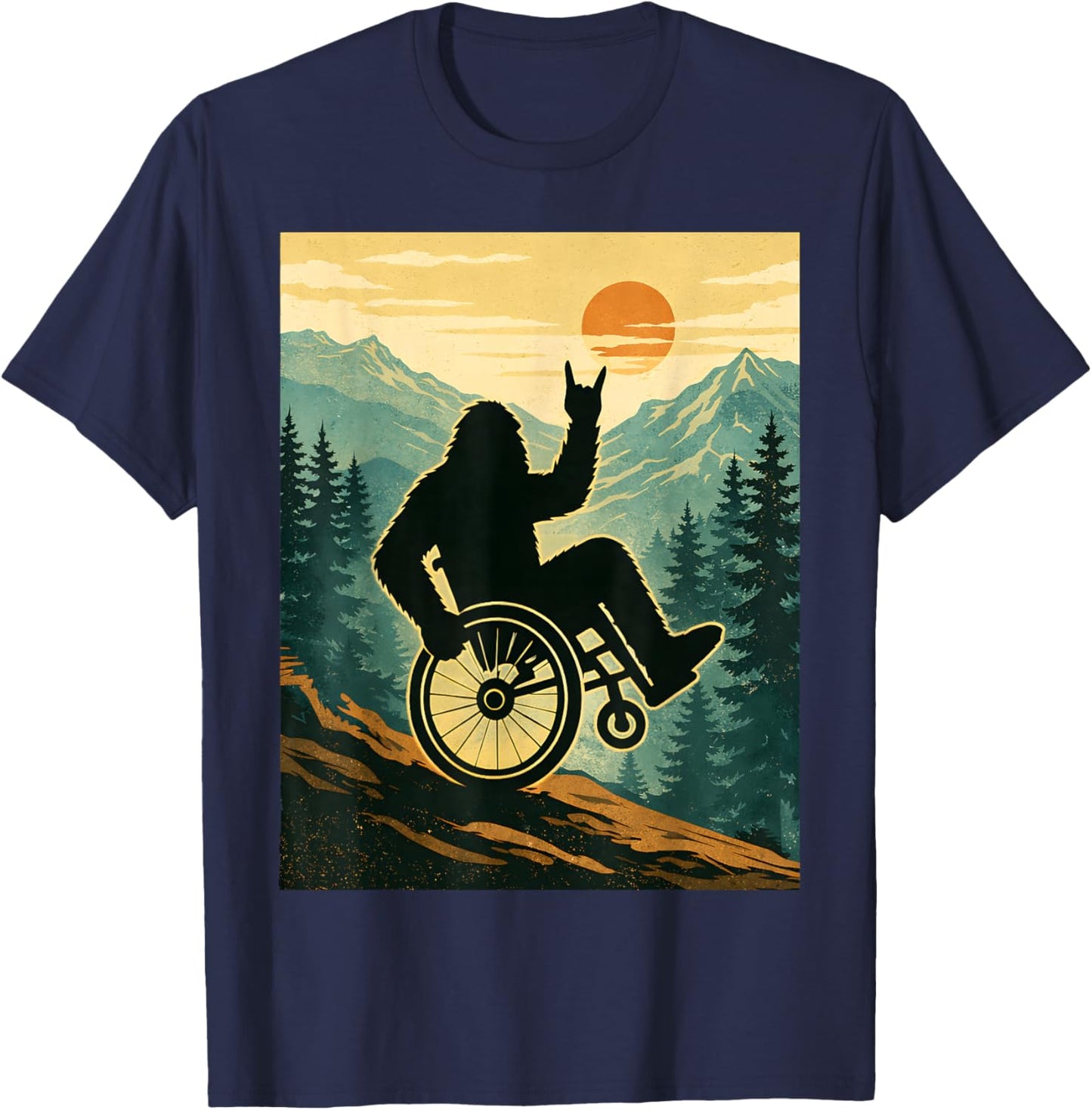Retro Bigfoot Wheelchair Handicap Disabled Vintage Boys T-Shirt - T-Shirt | Navy