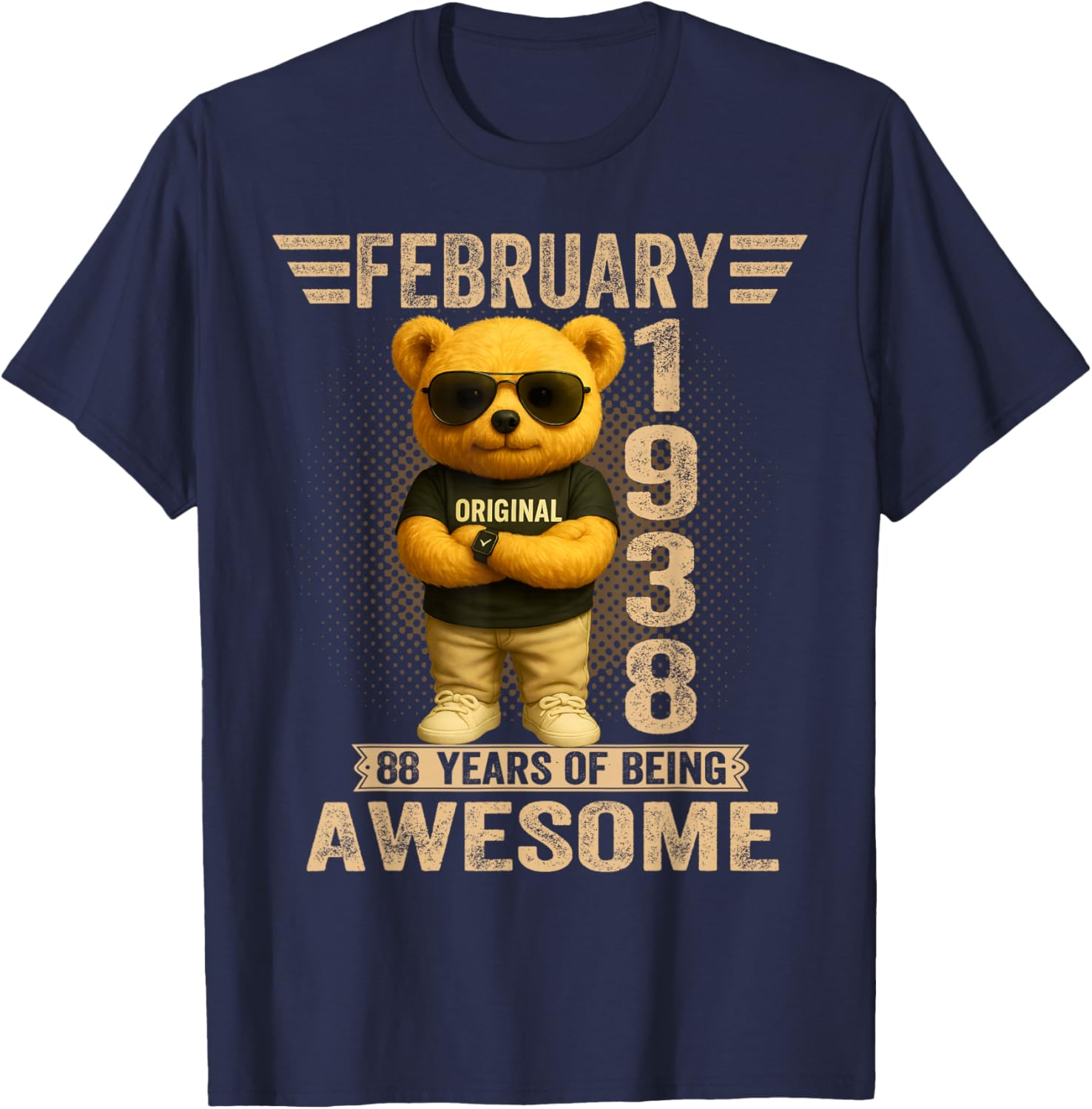 88 Year Old February 1938 Teddy Bear 88th Birthday Men Women T-Shirt - T-Shirt | Navy