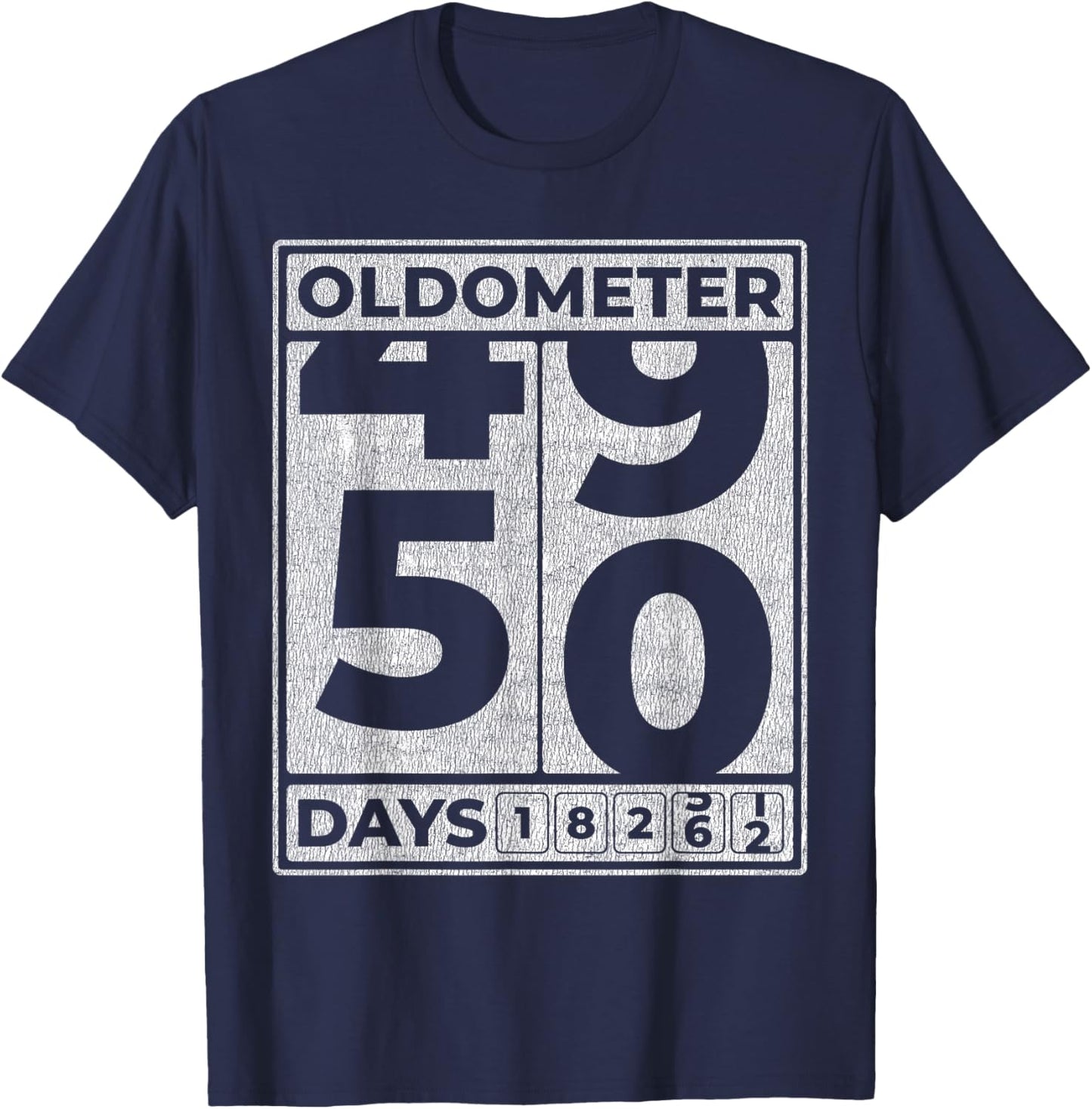 Oldometer 50 Funny 50th Birthday Gift T-Shirt - T-Shirt | Navy