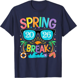 Aesthetic Spring Break 2026 Family Vacation Squad Graphic T-Shirt - T-Shirt | Navy