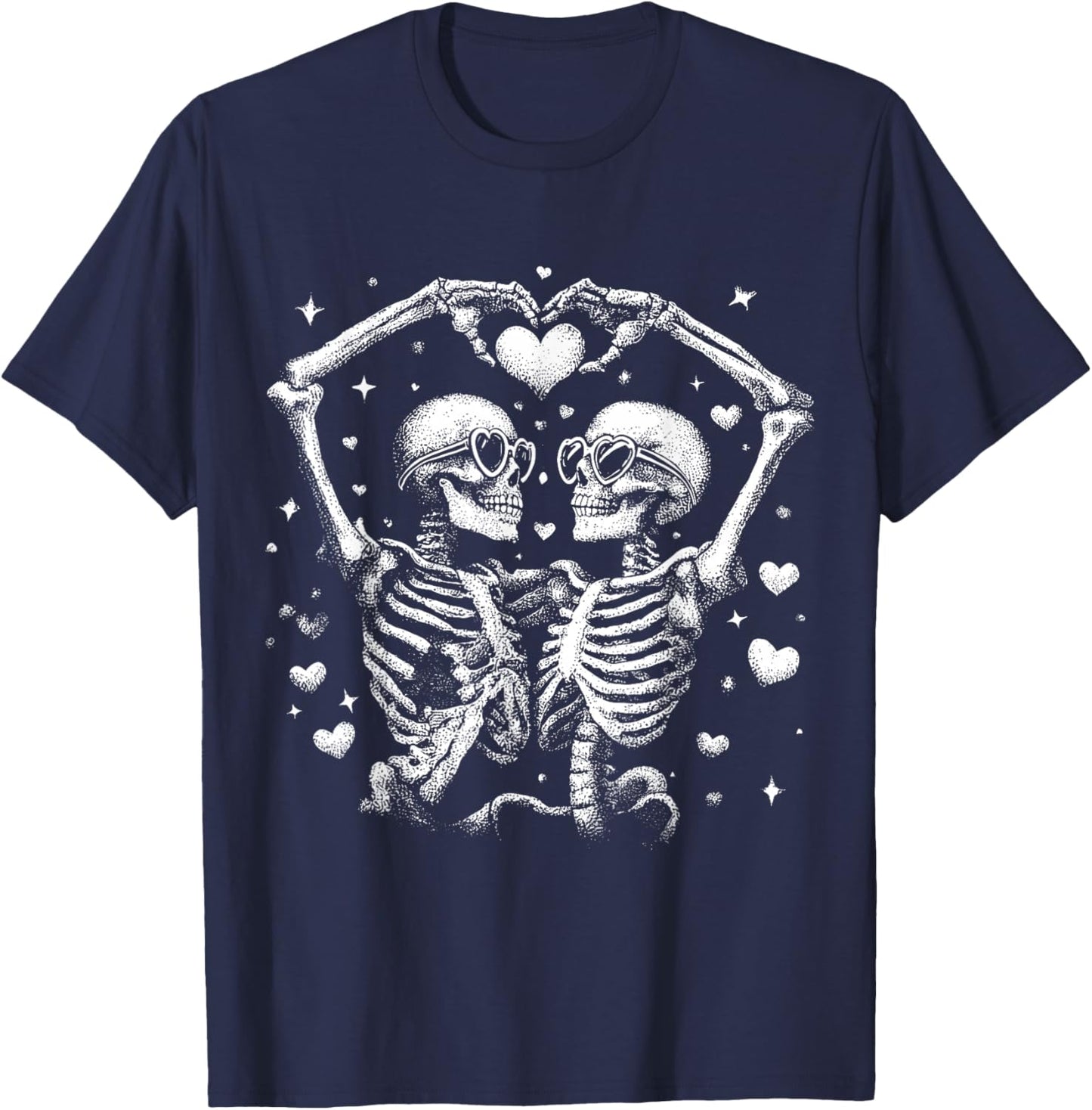 Funny Skeleton Love Gothic Valentine Heart Couple Men Women T-Shirt - T-Shirt | Navy
