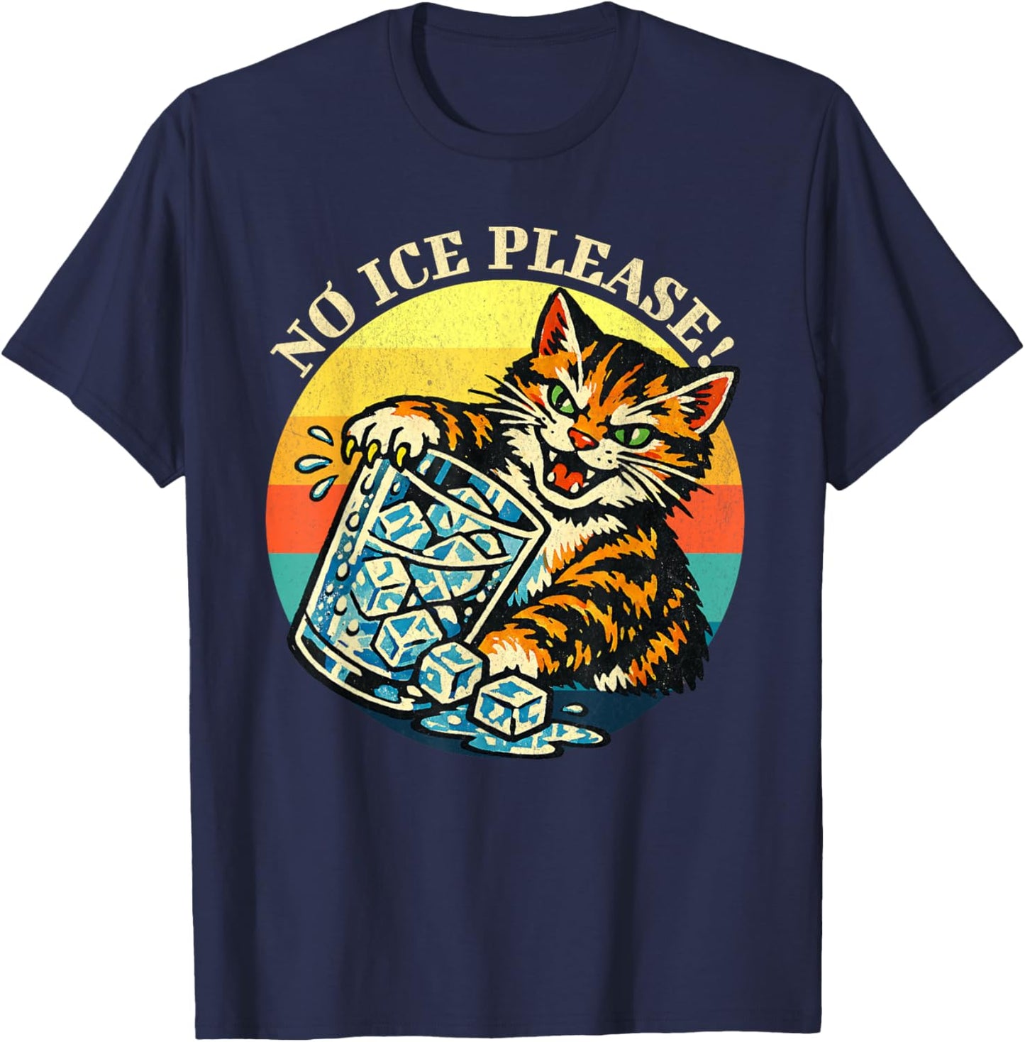 Abolish ICE Cat Anti-ICE Funny Retro T-Shirt - T-Shirt | Navy