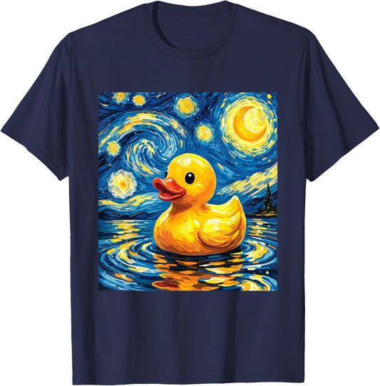Starry Night Rubber Duck - Rubber Duck Lover Duckie Duckling T-Shirt - T-Shirt | Navy