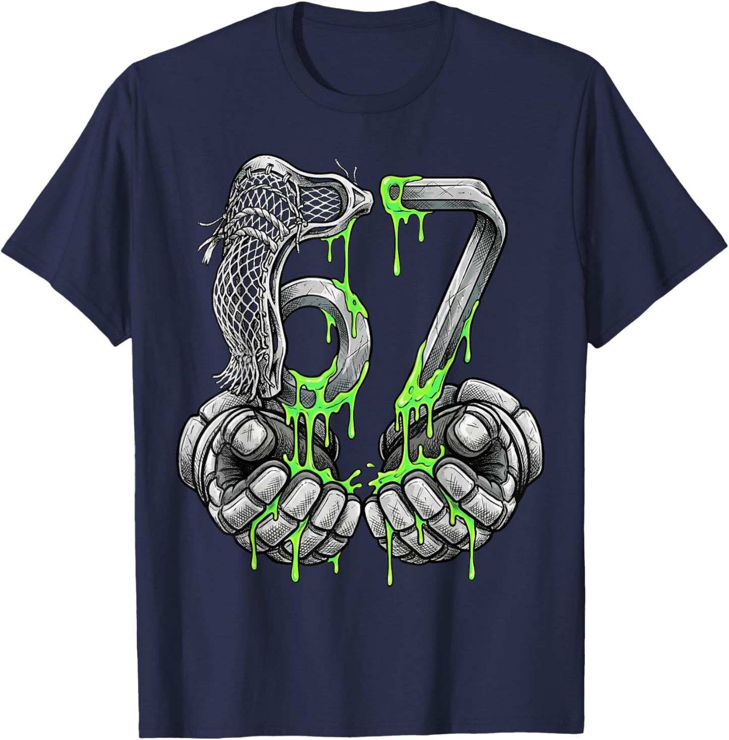 Lacrosse 67 Six Seven Meme Funny Sports Gen Alpha 67 T-Shirt - T-Shirt | Navy