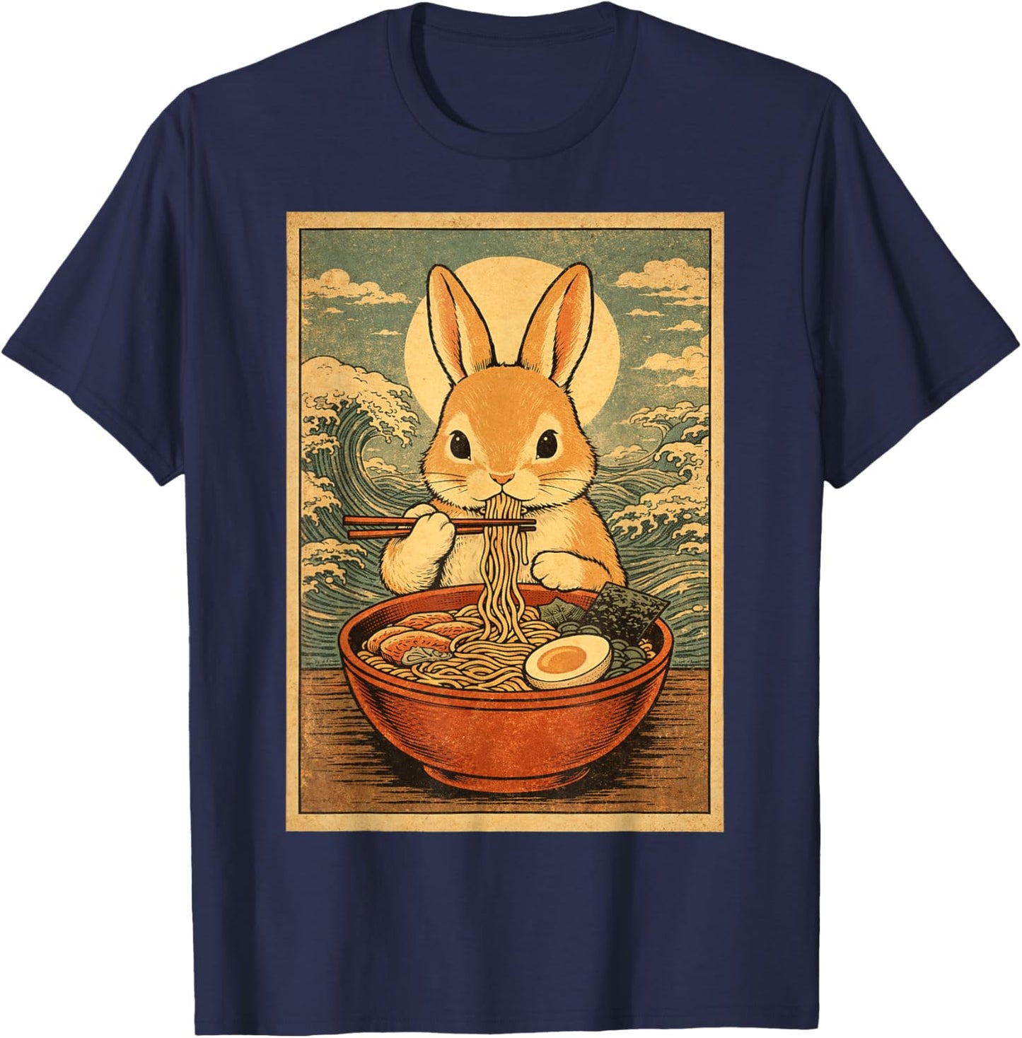 Bunny Ramen Japanese Graphic Women Teens T-Shirt - T-Shirt | Navy