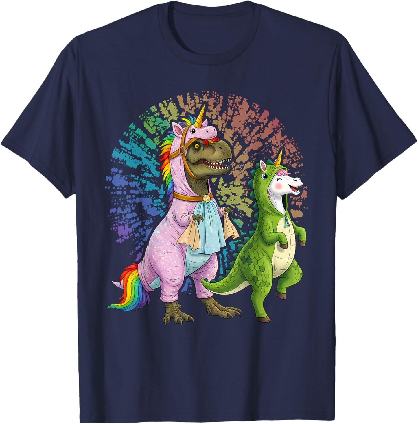 Unicornasaurus - T Rex Dinosaur and Unicorn T-Shirt - T-Shirt | Navy