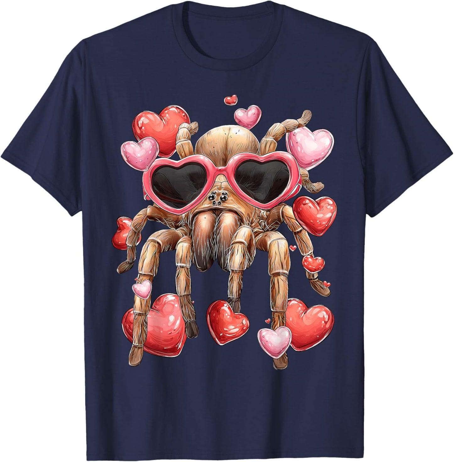Tarantula Spider Valentine's Day Heart Glasses T-Shirt - T-Shirt | Navy