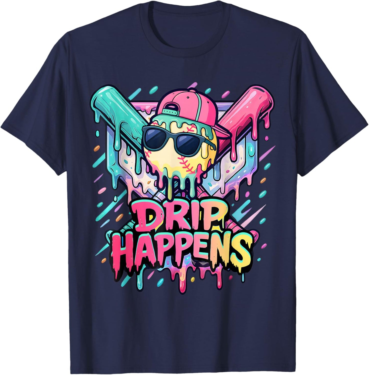 Baseball Life Style 101 Apparel Youth Drip Baseball Boys Kid T-Shirt - T-Shirt | Navy