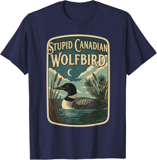 Stupid Canadian Wolf Bird Loon Funny Hockey Romance LGBT Gay T-Shirt - T-Shirt | Navy