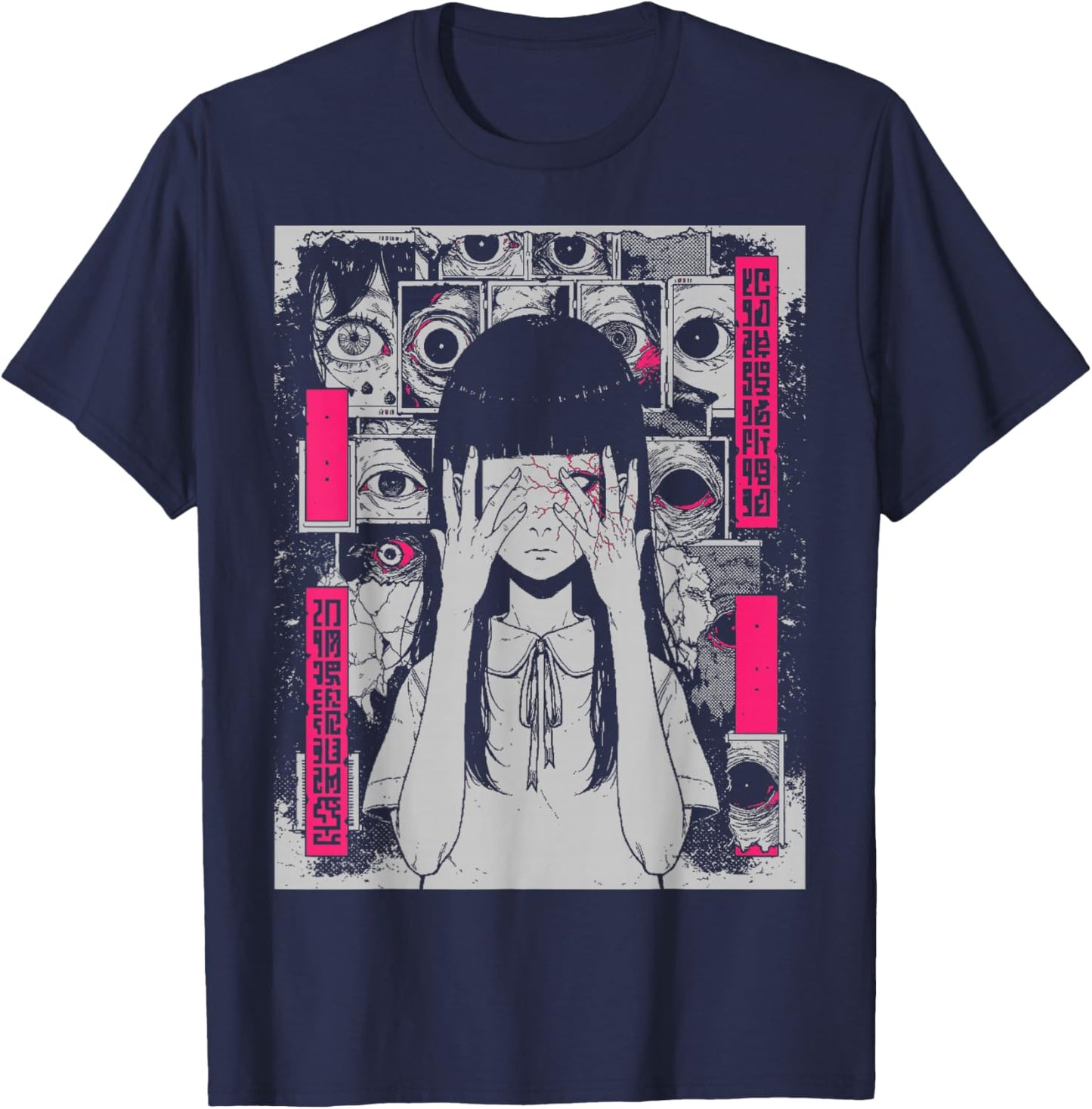 Horror Anime Manga | Japan Japanese Creepy Kawaii Goth T-Shirt - T-Shirt | Navy