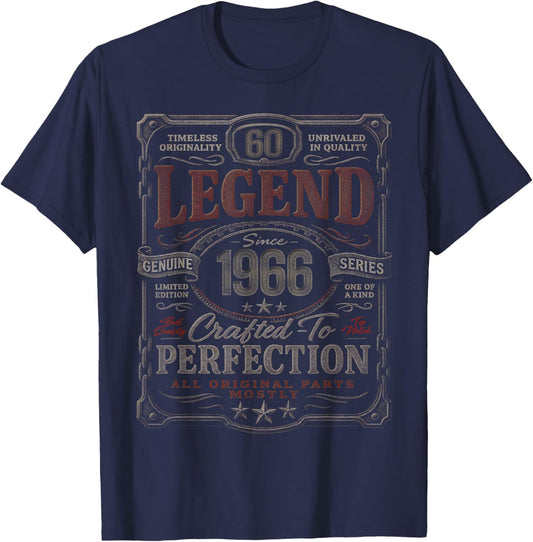 Vintage 1966 Limited Edition Shirt 60 Year Old 60th Birthday T-Shirt - T-Shirt | Navy