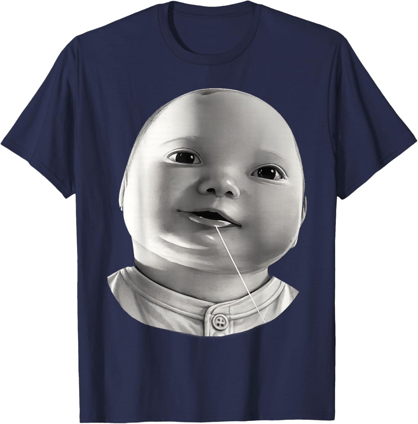 Funny AI Baby Holding Laugh Meme Viral Trend T-Shirt - T-Shirt | Navy
