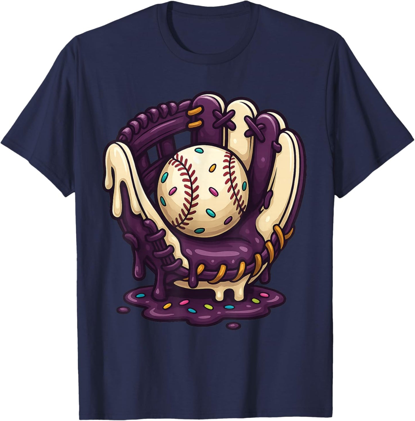 Baseball Drip Team for Boys and Girls Ice Cream Cool T-Shirt - T-Shirt | Navy