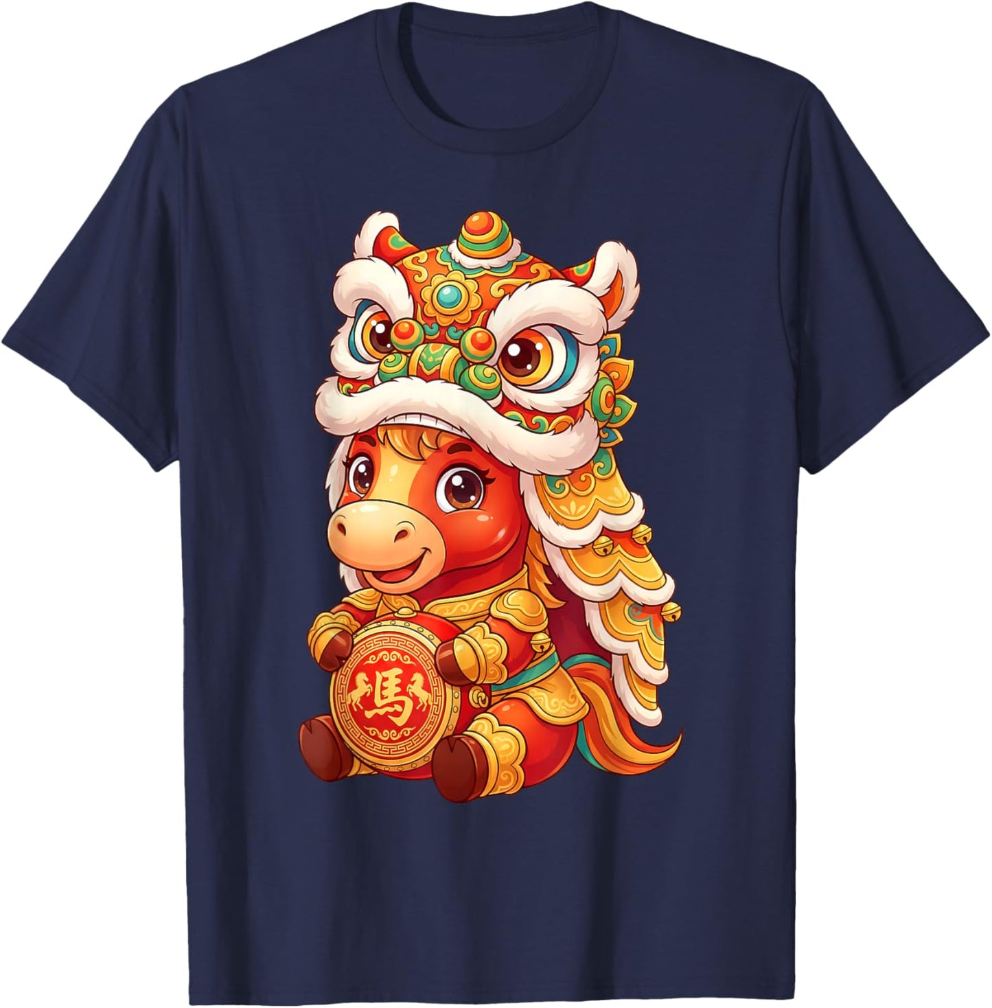 Chinese New Year of The Horse Lion Dance Zodiac Horse Kids T-Shirt - T-Shirt | Navy