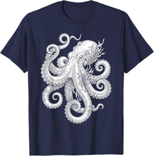 Octopus Cephalopod Nautical Creature T-Shirt - T-Shirt | Navy