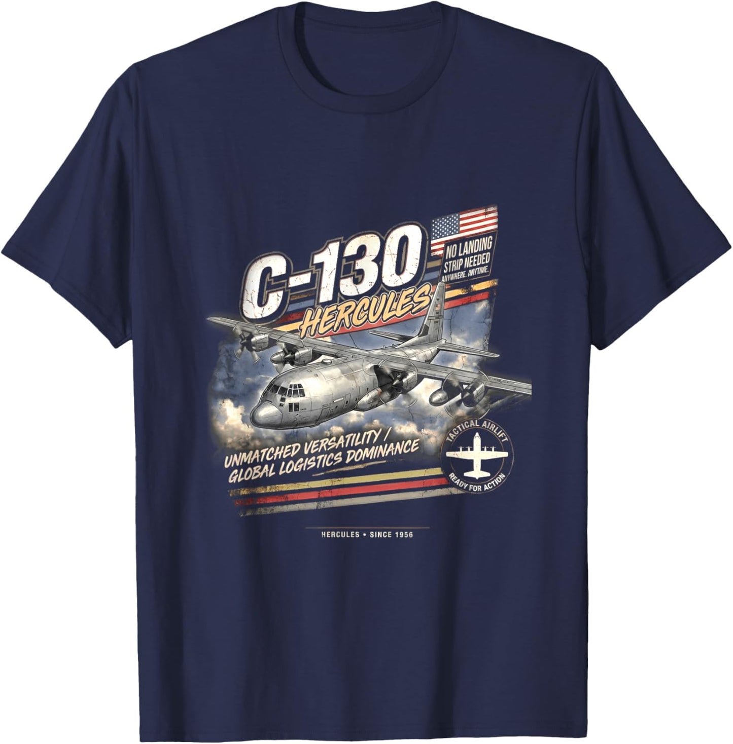 C-130 Hercules Vintage/Retro Collectable Design T-Shirt - T-Shirt | Navy