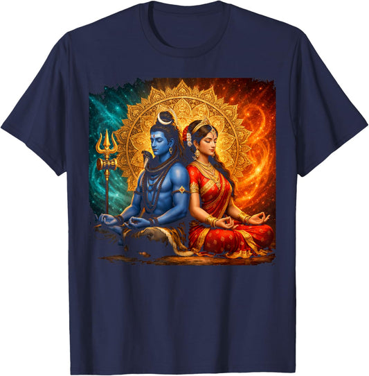 Lord Shiva Durga Hindu God Mahadeva Goddess Goddess Parvati T-Shirt - T-Shirt | Navy