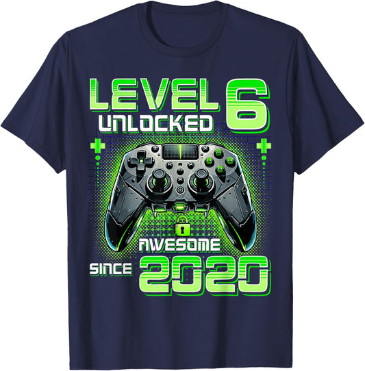 6th Birthday Boy Level 6 Gamer 6 Year Video Game Party T-Shirt - T-Shirt | Navy