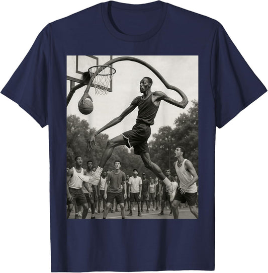 Funny Basketball AI Slop Dunk Meme T-Shirt - T-Shirt | Navy