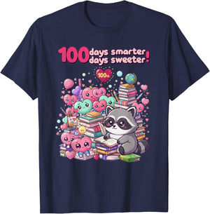 100 Days Smarter School Outfit Valentine Teachers & Students T-Shirt - T-Shirt | Navy