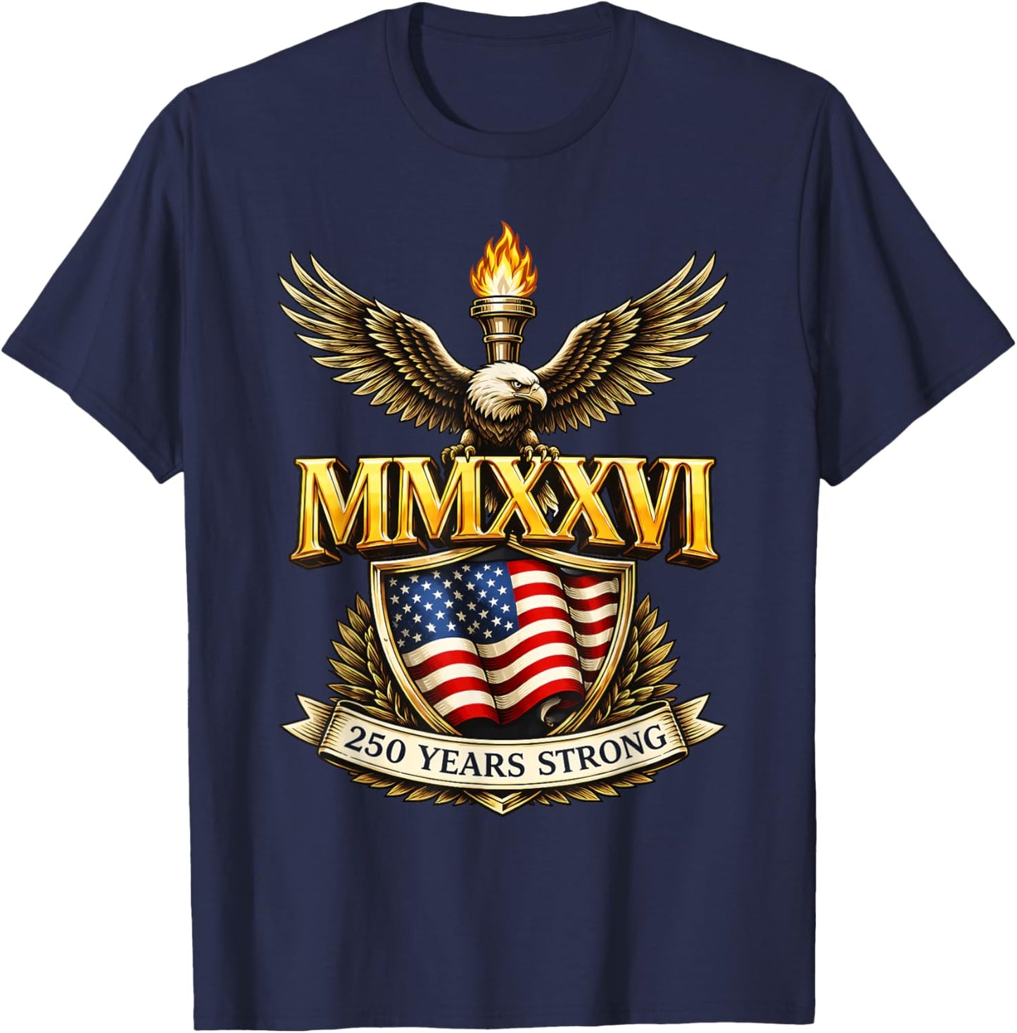 Flag Vintage 250 Years American 1776 2026 250th USA Birthday T-Shirt - T-Shirt | Navy