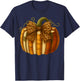 Leopard Bow Book Pumpkin Thanksgiving Fall Coquette Bow T-Shirt - T-Shirt | Navy