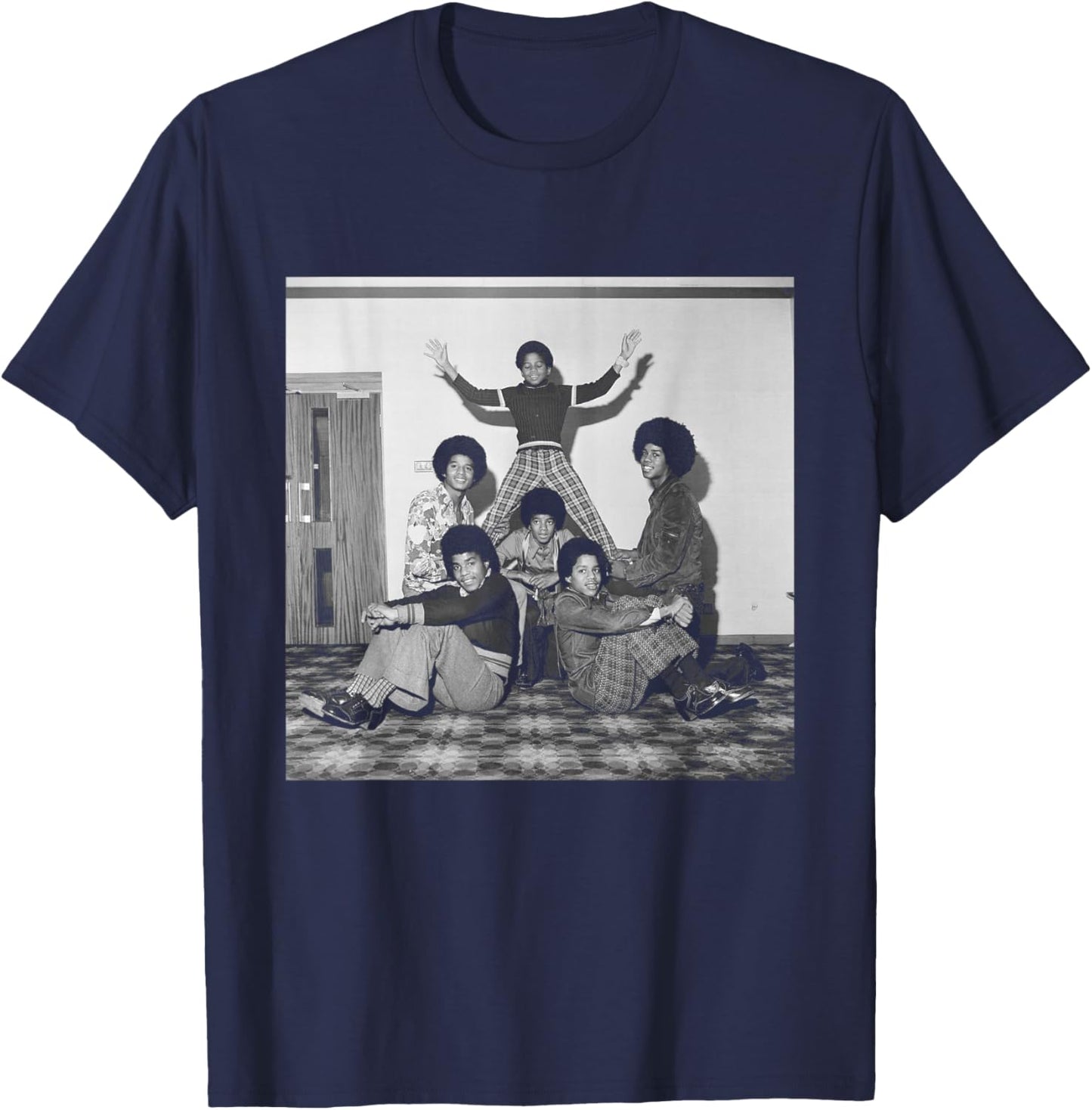 The Jackson 5 Become 6 with Randy and Michael Jackson T-Shirt - T-Shirt | Navy
