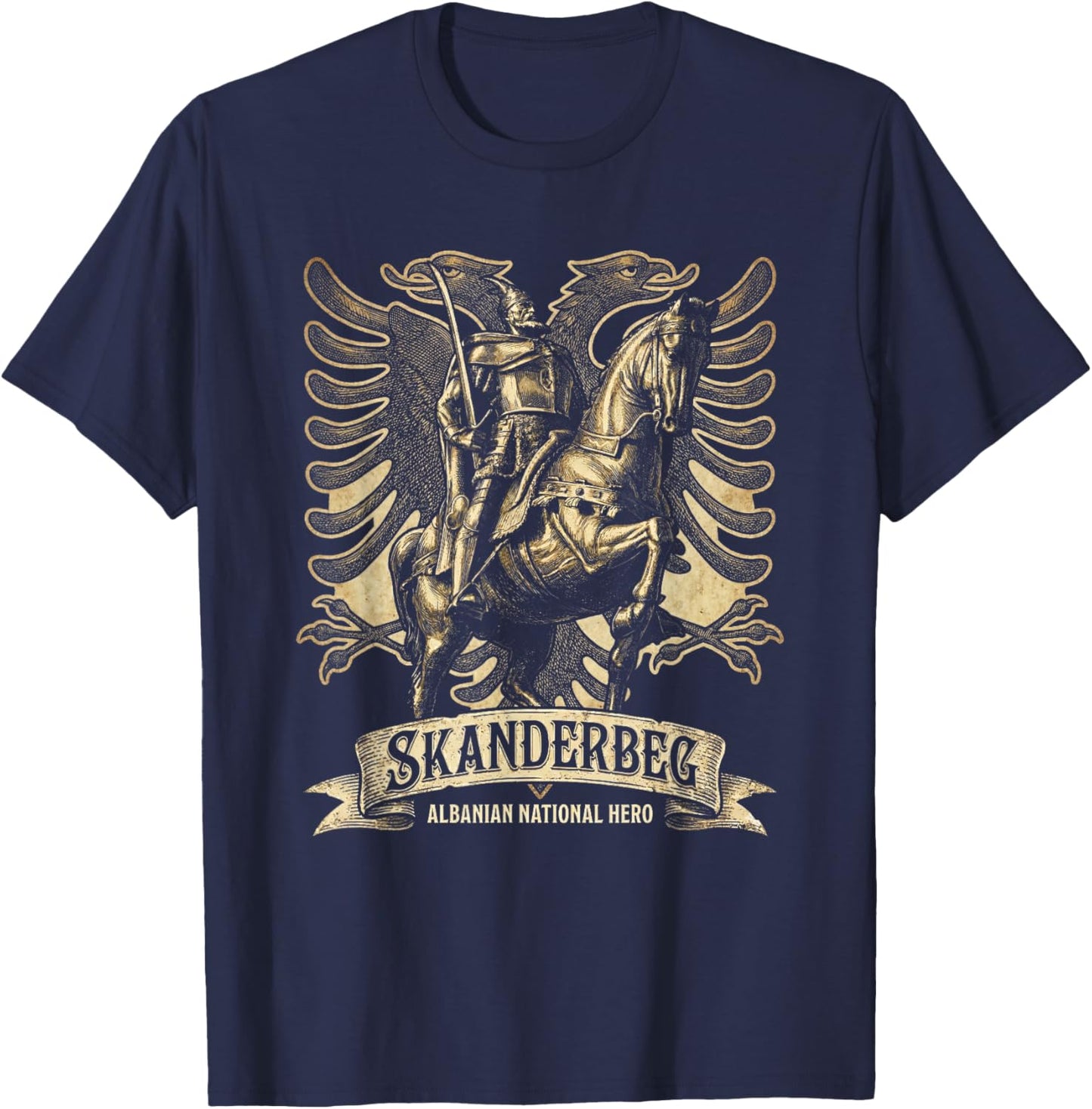 Skanderbeg Albania and Kosovo Flag for a Proud Albanian T-Shirt - T-Shirt | Navy