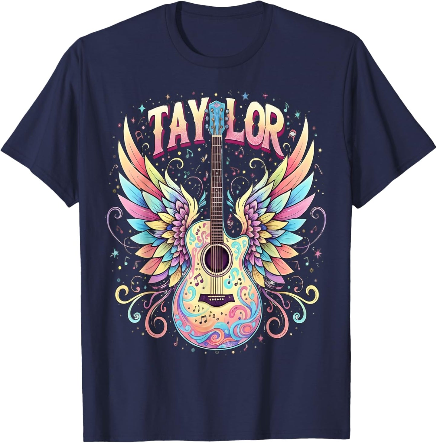 Girl Retro Taylor First Name Personalized Groovy 70's 80's T-Shirt - T-Shirt | Navy