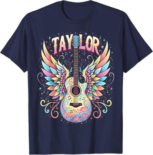 Girl Retro Taylor First Name Personalized Groovy 70's 80's T-Shirt - T-Shirt | Navy