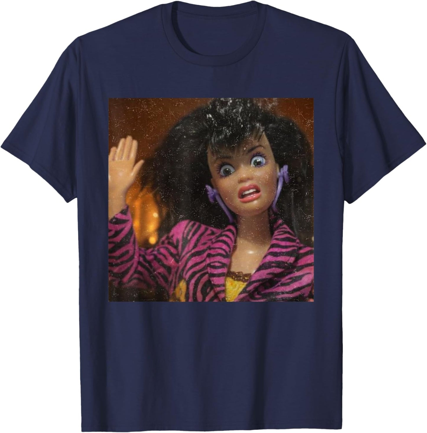 Funny Disgusting Doll Face Meme Gen Z Brainrot T-Shirt - T-Shirt | Navy