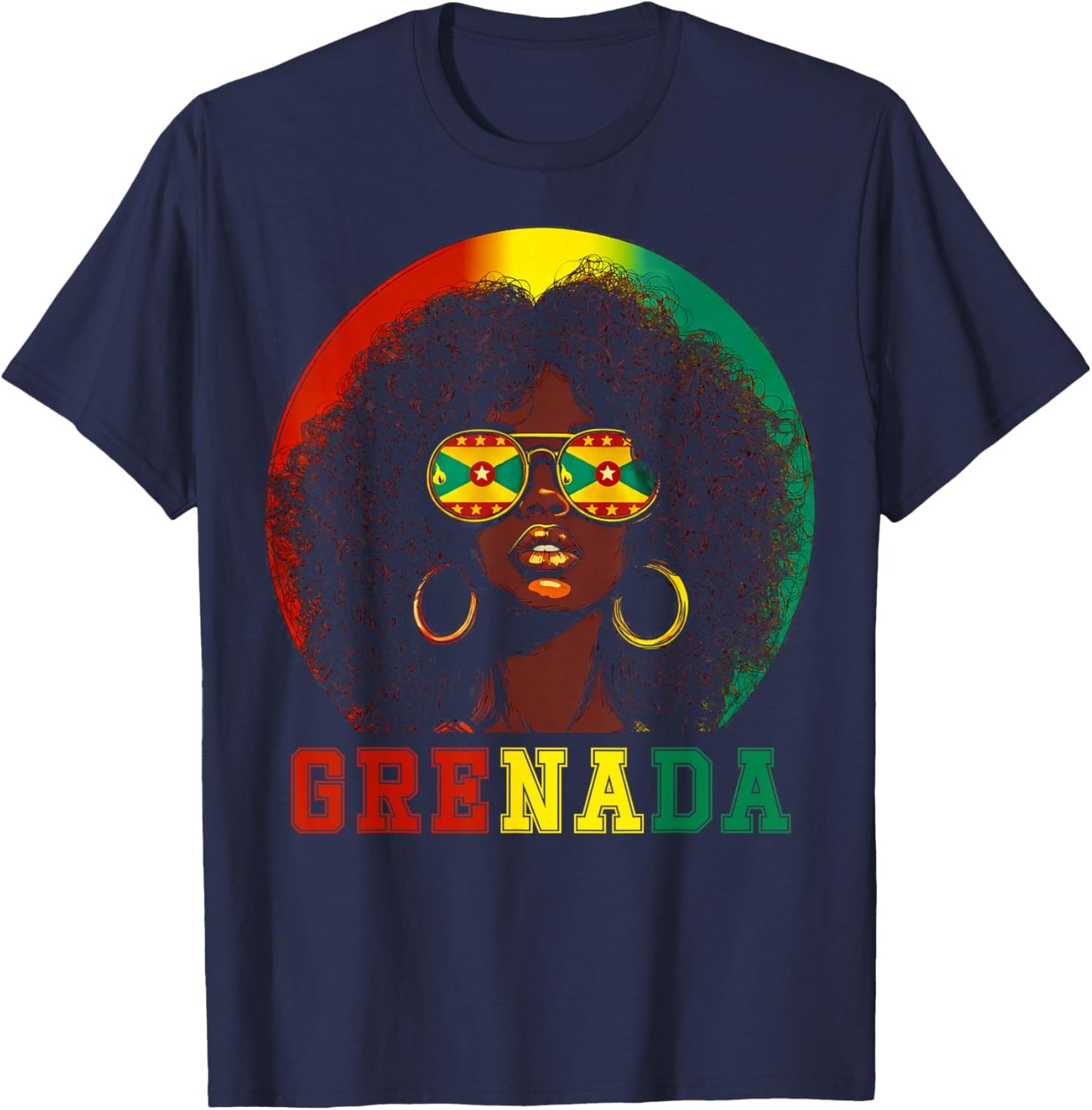 Grenada Flag Sunglasses Grenadian Girl Pride Caribbean Women T-Shirt - T-Shirt | Navy