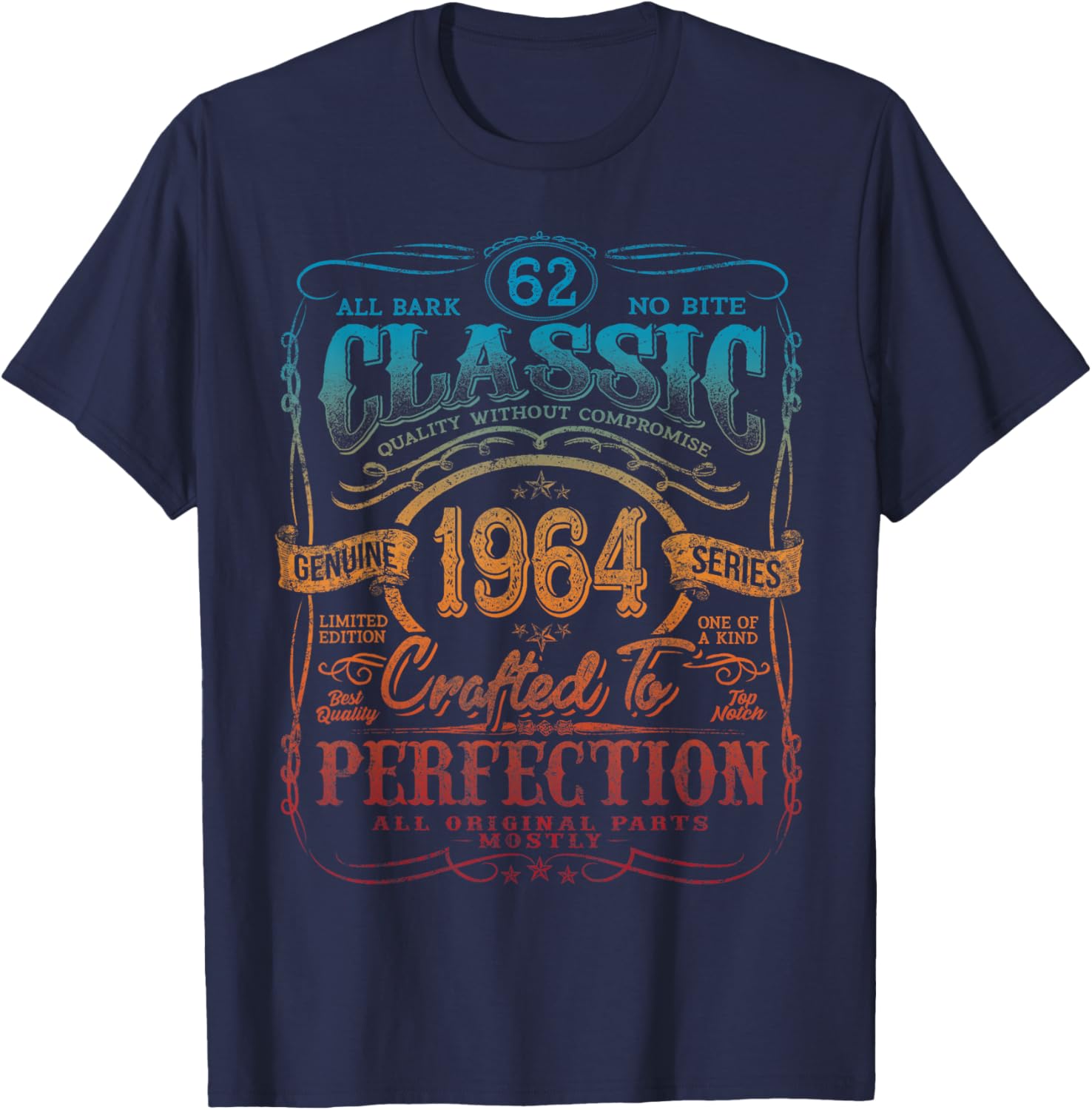 Vintage 1964 Limited Edition Shirt 62 Year Old 62nd Birthday T-Shirt - T-Shirt | Navy
